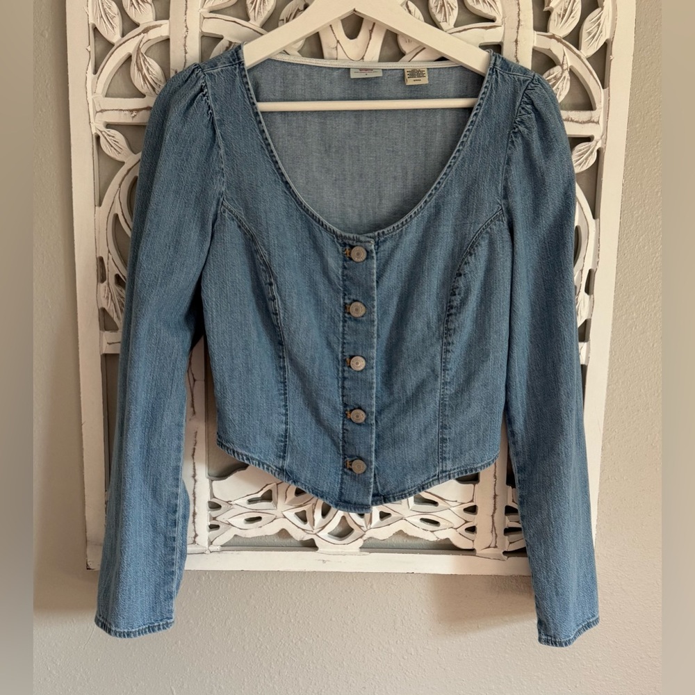 Levi’s Daryn Corset Denim Long Sleeve Top‎ - Medium Wash - Size S